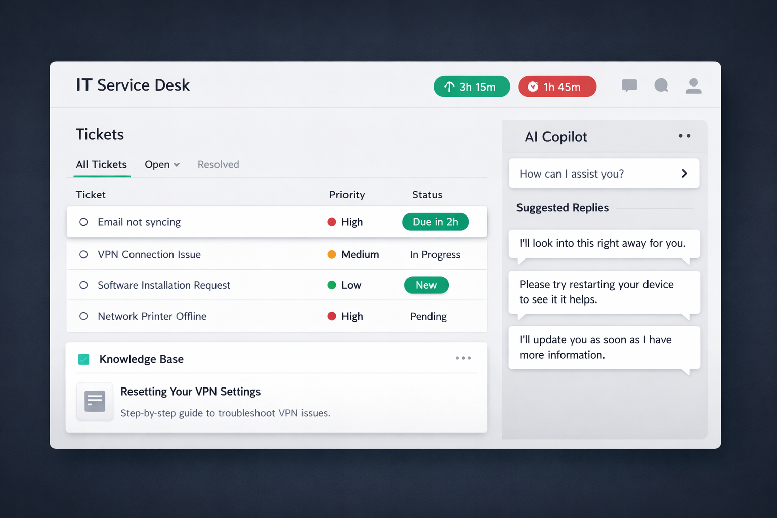 Service desk corporativo com IA — captura do projeto